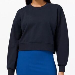 LuluLemon Perfectly Oversized Cropped Crew French Terry True Navy 8